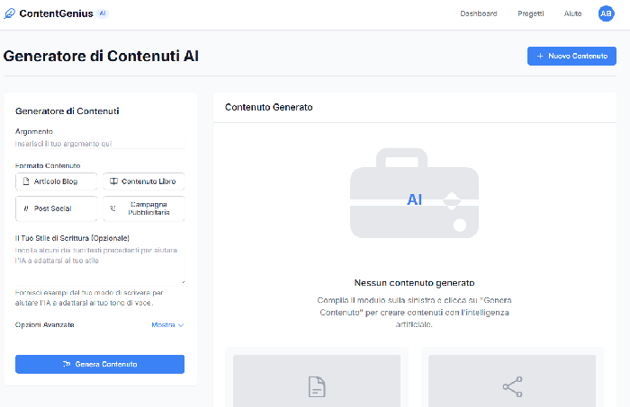 Generatore di Contenuti AI