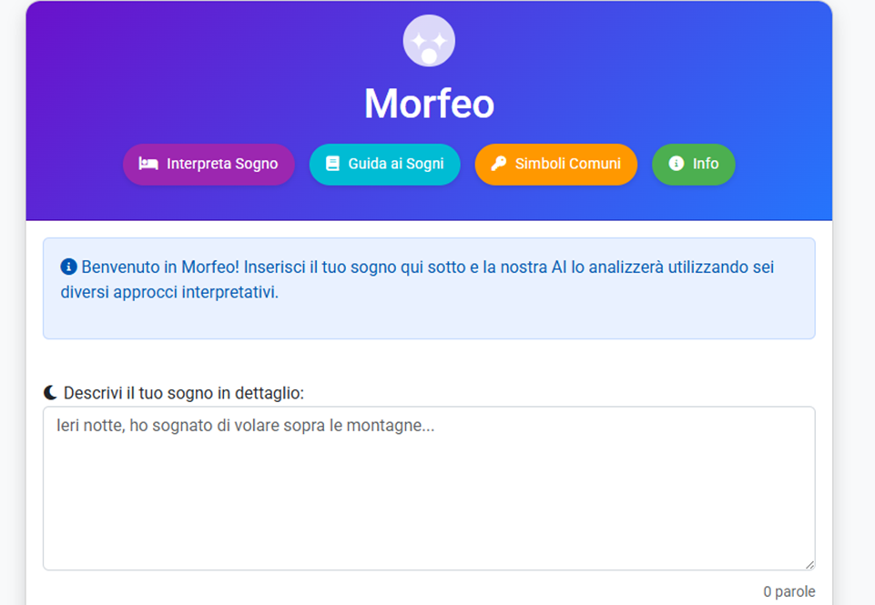 Morfeo - Interpretazione Sogni con AI